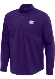 Antigua K-State Wildcats Mens Purple Flight Long Sleeve Dress Shirt