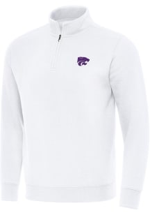 Antigua K-State Wildcats Mens White Victory Long Sleeve Qtr Zip Pullover