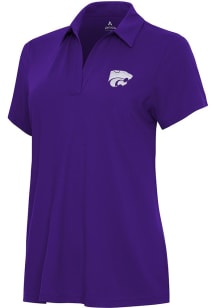 Antigua K-State Wildcats Womens Purple Era Short Sleeve Polo Shirt