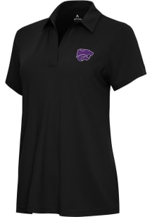 Antigua K-State Wildcats Womens Black Era Short Sleeve Polo Shirt