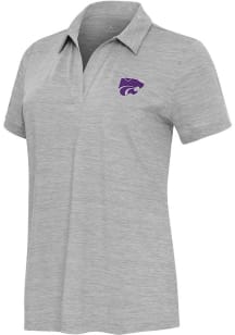 Antigua K-State Wildcats Womens Grey Layout Short Sleeve Polo Shirt