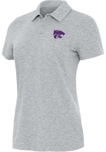 Antigua K-State Wildcats Womens Grey Matter Short Sleeve Polo Shirt
