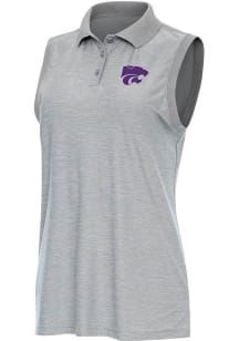 Antigua K-State Wildcats Womens Grey Recap Polo Shirt