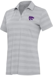 Antigua K-State Wildcats Womens Grey Tunnel Short Sleeve Polo Shirt