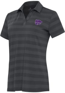 Antigua K-State Wildcats Womens Grey Tunnel Short Sleeve Polo Shirt