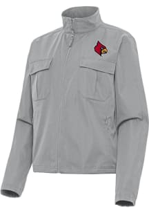 Antigua Louisville Cardinals Womens Grey Even Par Light Weight Jacket
