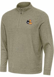 Antigua Loyola Ramblers Mens Olive Subtle Long Sleeve Qtr Zip Pullover