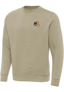 Antigua Loyola Ramblers Mens Khaki Victory Long Sleeve Crew Sweatshirt