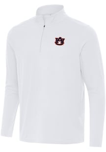 Antigua Auburn Tigers Mens White Intent Long Sleeve Qtr Zip Pullover