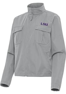 Antigua LSU Tigers Womens Grey Even Par Light Weight Jacket