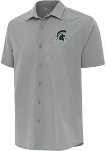 Antigua Michigan State Spartans Mens Grey Activate Short Sleeve Dress Shirt