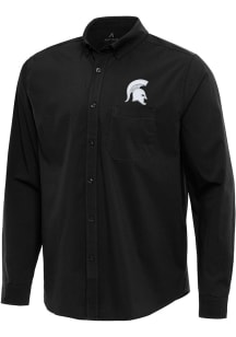 Antigua Michigan State Spartans Mens Black Flight Long Sleeve Dress Shirt