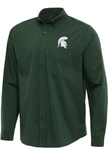 Antigua Michigan State Spartans Mens Green Flight Long Sleeve Dress Shirt