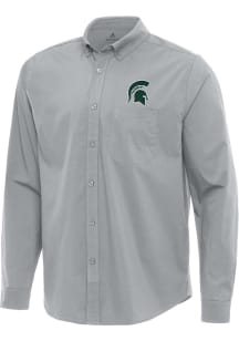 Antigua Michigan State Spartans Mens Grey Flight Long Sleeve Dress Shirt