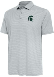 Antigua Michigan State Spartans Mens Grey Scheme Short Sleeve Polo