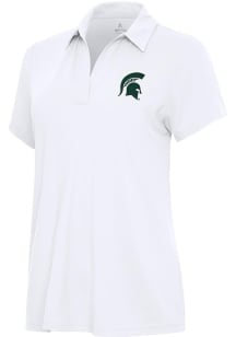Antigua Michigan State Spartans Womens White Era Short Sleeve Polo Shirt