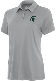 Antigua Michigan State Spartans Womens Grey Reprocess Recycled Short Sleeve Polo Shirt