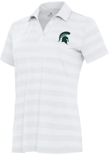 Antigua Michigan State Spartans Womens White Tunnel Short Sleeve Polo Shirt