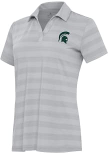 Antigua Michigan State Spartans Womens Grey Tunnel Short Sleeve Polo Shirt