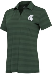 Antigua Michigan State Spartans Womens Green Tunnel Short Sleeve Polo Shirt