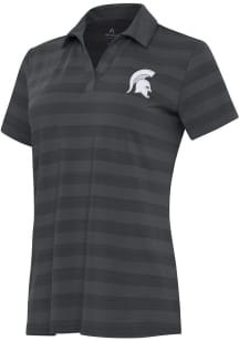 Antigua Michigan State Spartans Womens Grey Tunnel Short Sleeve Polo Shirt