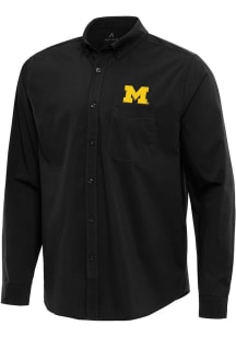 Antigua Michigan Wolverines Mens Black Flight Long Sleeve Dress Shirt