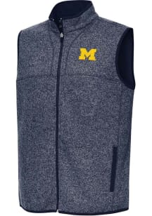 Antigua Michigan Wolverines Mens Navy Blue Fortune Sleeveless Jacket