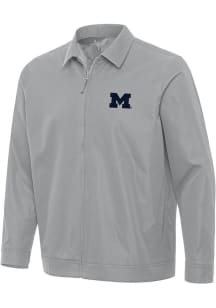 Antigua Michigan Wolverines Mens Grey Pivot Light Weight Jacket
