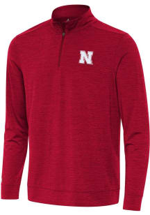Antigua Nebraska Cornhuskers Mens Red Bright Long Sleeve Qtr Zip Pullover