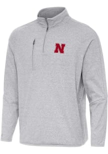 Antigua Nebraska Cornhuskers Mens Grey Certain Long Sleeve Qtr Zip Pullover