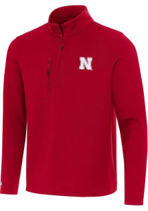 Antigua Nebraska Cornhuskers Mens Red Insider Long Sleeve Qtr Zip Pullover