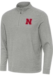 Antigua Nebraska Cornhuskers Mens Grey Subtle Long Sleeve Qtr Zip Pullover