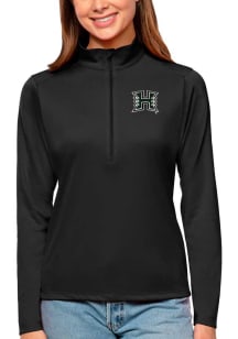 Antigua Hawaii Warriors Womens Black Tribute Qtr Zip Pullover