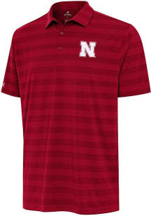 Antigua Nebraska Cornhuskers Mens Red Tunnel Short Sleeve Polo