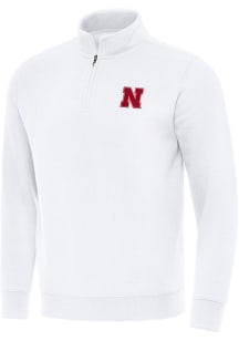 Antigua Nebraska Cornhuskers Mens White Victory Long Sleeve Qtr Zip Pullover