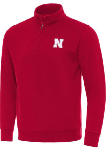 Antigua Nebraska Cornhuskers Mens Red Victory Long Sleeve Qtr Zip Pullover