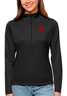Antigua Indiana Hoosiers Womens Black Tribute Qtr Zip Pullover