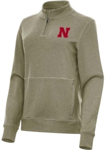Antigua Nebraska Cornhuskers Womens Olive Crush Qtr Zip