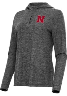 Antigua Nebraska Cornhuskers Womens Black Daybreak Qtr Zip