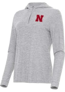 Antigua Nebraska Cornhuskers Womens Grey Daybreak Qtr Zip