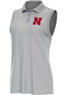 Antigua Nebraska Cornhuskers Womens Grey Recap Polo Shirt