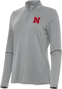 Antigua Nebraska Cornhuskers Womens Grey Reprocess Recycled Qtr Zip