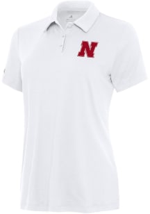 Antigua Nebraska Cornhuskers Womens White Reprocess Recycled Short Sleeve Polo Shirt