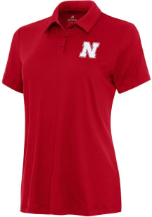 Antigua Nebraska Cornhuskers Womens Red Reprocess Recycled Short Sleeve Polo Shirt