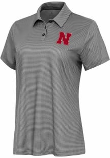 Antigua Nebraska Cornhuskers Womens White Rings Short Sleeve Polo Shirt