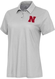 Antigua Nebraska Cornhuskers Womens White Rings Short Sleeve Polo Shirt