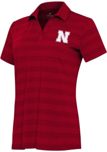 Antigua Nebraska Cornhuskers Womens Red Tunnel Short Sleeve Polo Shirt