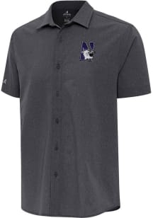 Antigua Northwestern Wildcats Mens Black Activate Short Sleeve Dress Shirt