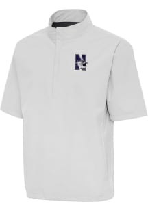 Antigua Northwestern Wildcats Mens Grey Brisk Short Sleeve Jacket