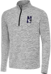 Antigua Northwestern Wildcats Mens Black Cause Long Sleeve Qtr Zip Pullover